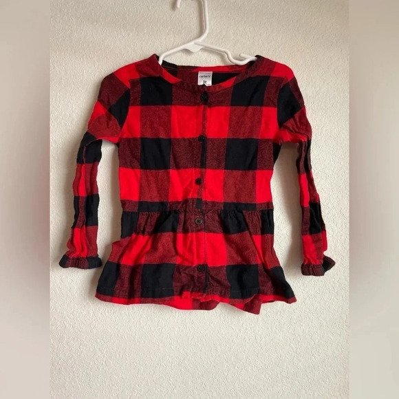 Carters girls red and black plaid shirt size 3T - Picture 1 of 3